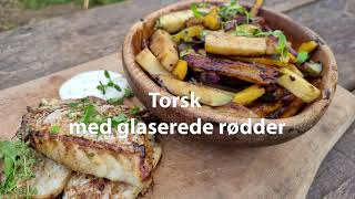 Torsk med glaserede rødder  Cod with glazed roots [upl. by Suneya]