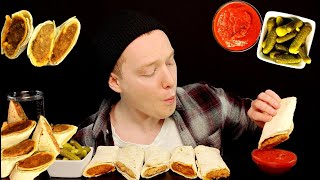 ASMRBURRITOMUKBANGNICE FOOD SOUNDSTOMATO SAUCEPICKLES [upl. by Doroteya]