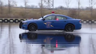 Michigan State Police display importance of safely driving on black ice [upl. by Ettedualc]