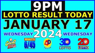 9pm Lotto Result Today January 17 2024 Wednesday [upl. by Ahsirkal]