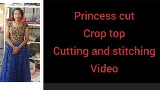 simple princess cut crop top cutting and stitching video in malayalam [upl. by Aigroeg]