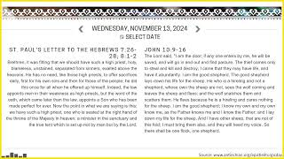 Twentyfirst Week After Pentecost Wednesday  Hebrews 72628 812 amp John 10916  Nov 13 2024 [upl. by Ilah]