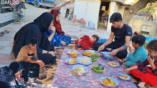 Iran nomadic life  Baking bread by Sajjad and making soup for Rahela with Atefehs cooking [upl. by Coltin882]