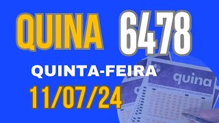 Resultado quina concurso 6478  Sorteio da quina 6478 [upl. by Saoj]