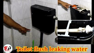 Top button toilet flush leaking water  Toilet flush overflow setting [upl. by Bigg]