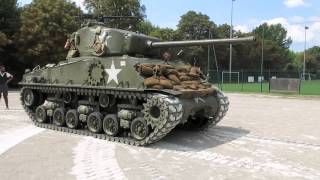 Loading a M4A3E8 Sherman soon to become FURY on a flatbed trailer [upl. by Southard]