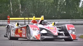 Audi R10 TDI SOUND in Action  Accelerations Fly Bys amp Downshifts [upl. by Leanatan]