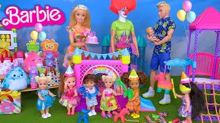 Barbie amp Ken Doll Family Toddler Birthday Party Story [upl. by Analed]