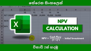 Calculating NPV in MS Excel  Sinhala [upl. by Hube]