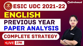 ESIC UDC Preparation 2021  English Previous Year Paper Analysis ESIC UDC English Complete Strategy [upl. by Ardehs]