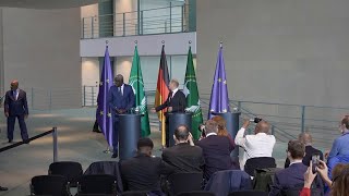 AU Commission chair tells summit in Germany that Africa is open to partnerships [upl. by Draned943]