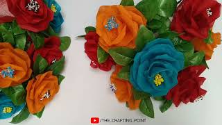 Rose flower making with organdy cloth How to make organdy flower  roseflower organdyflower rose [upl. by Rehoptsirhc]