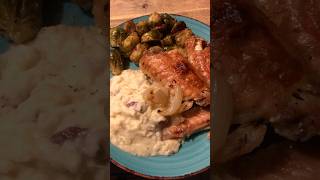 Baked Turkey wings Roasted Brussels Sprouts and red skinned mashed potatoes homecook [upl. by Zetnwahs774]