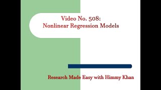 508 Nonlinear Regression Models [upl. by Wailoo]