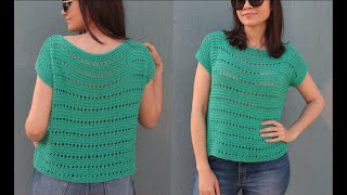 BLUSA DE VERÃO FÁCIL E RÁPIDA  TRICÔ [upl. by Emalia]