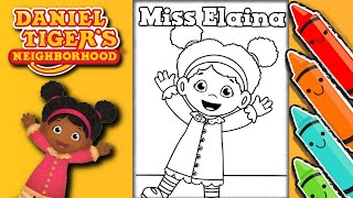 Coloring Miss Elaina  The Cutest Daniel Tiger Coloring Page [upl. by Anileda]