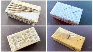 4 Easy Gift Wraps for Christmas  DIY Gift Packing Idea  Rectangle Box Gift Wrap giftwrapping [upl. by Goodson]