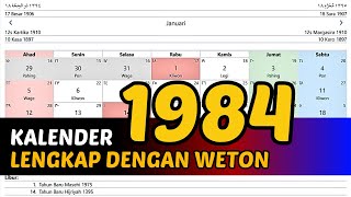 KALENDER 1984 LENGKAP DENGAN WETON [upl. by Maegan]