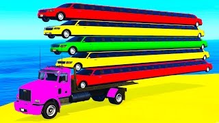 FUNNY LONG CARS Transportation in Spiderman Cartoon for Kids amp Colors for Children Nursery Rhymes [upl. by Gault537]