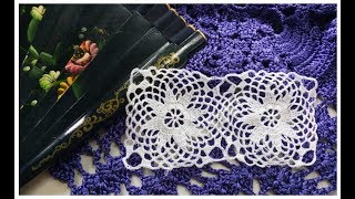 Crochet doily with flowers Openwork square with a flower Ажурный квадрат крючком [upl. by Canon924]