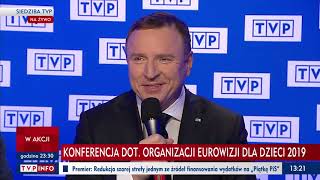 20190306 • 1314 • TVP INFO ▸ Gliwice gospodarzem Eurowizji Junior 2019 • konferencja TVP [upl. by Eednac]