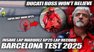 INSANE FULL RACE Barcelona TEST 2025 INSANE LAP Marquez LAP RECORD GP25 Ducati Boss Really SHOCKED [upl. by Baillie216]