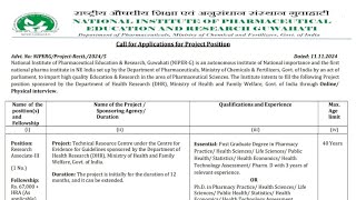 NIPERGUwahativacancy2024pharmacist bpharmacy mpharm pharmd pharmacyjobs 2024 [upl. by Asiilanna]