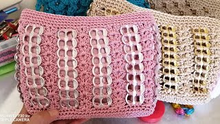 Bolsa a Crochet con fichas o anillas de lata [upl. by Atinuj]