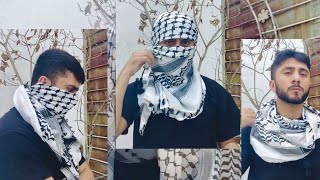 How to tie Palestinian Keffiyeh  SheMagh Tutorial  Majid Shah [upl. by Broadbent]