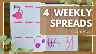 4 Easy Weekly Onepage Bullet Journal Spread Ideas 🩷 Simple amp Quick BuJo Layouts [upl. by Eelarat]