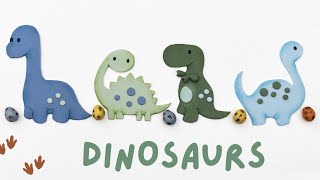 How to make these cute 2D fondant DINOSAURS amp eggs template and tools included [upl. by Garibold]