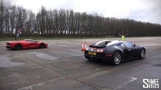 DRAG RACE LaFerrari vs Bugatti Veyron  Vmax Stealth [upl. by Nila]