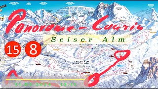 Skifahren auf der SEISER ALM Panorama  Laurin  Spitzbühl│Abfahrt Nr 10 der Seiser Alm Ronda [upl. by Mohun]