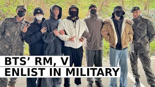 BTS’ V And RM Bid Emotional Goodbye To ARMY Enlist In Military  BTS  BTS ARMY  RM  V  KPop [upl. by Burchett364]