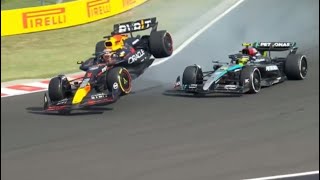 Lewis Hamilton and Max Verstappen crash Hungary [upl. by Analra]