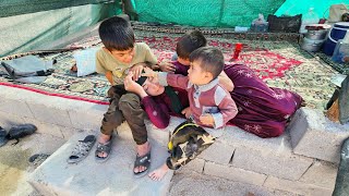 Bright days in Qasims absencethe hard life of Farast and her children in building a house🏡⚘️ [upl. by Ahtnicaj]