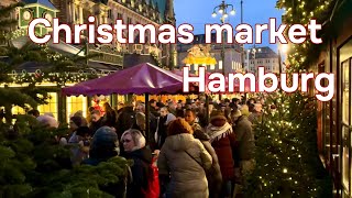 Christmas market at Rathaus Hamburg Walking starting from Neuer Wall [upl. by Alamap]