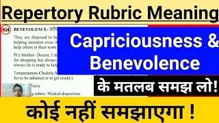 Capriciousness amp Benevolence  Rubric Meaning  Repertory [upl. by Gluck833]