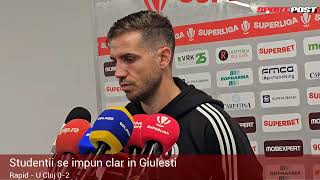 Alex Chipciu dupa Rapid  U Cluj 02 quotMâncăm tofu pane nu mai mâncăm cașcavalquot [upl. by Attenor]