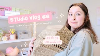 STUDIO VLOG 6 ✿ packing 180 orders  day in the life of running a full time etsy shop [upl. by Emaj]