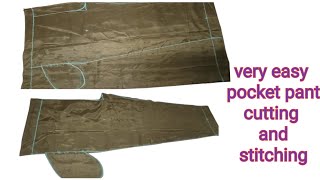 Very easy pocket pant cutting and stitchingStraight pant cutting and stitching [upl. by Aleafar]