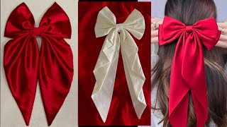 Hair bows  How to make a bow with long tail  long tail hair bows hairbowtutorial hairbows [upl. by Petracca]