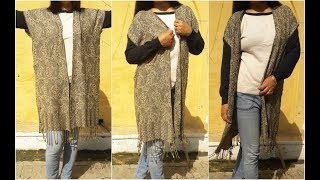 Convert Old Stole Into Shrug In 10 Min  DIY Easy Long Shrug [upl. by Ait]