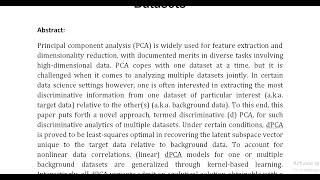 Nonlinear Dimensionality Reduction for Discriminative Analytics of Multiple Datasets [upl. by Firehs217]