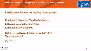 Healthcare Personnel Vaccination Module  Influenza Vaccination Summary  LTCF [upl. by Odnomor821]