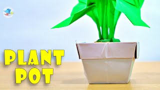 MAKE EASY AND SIMPLE PLANT POT WITH PAPER  origami plant pot  origami plant pot easy [upl. by Adok]