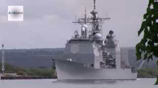 USS Lake Erie Guided Missile Cruiser Leaving Pearl Harbor [upl. by Tanah811]