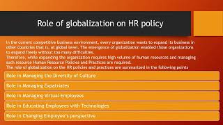 Impact of Globalization on HR Policy in Telugu  Unit  1  HRM  BBA 2nd Year 3rd Sem  OU [upl. by Ert]