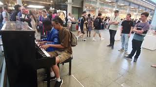 Incredible Boogie Woogie Piano Jam With Three Duets At St Pancras Station [upl. by Diahann1]