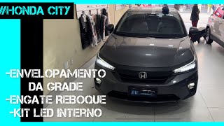 HONDA CITY 2023 ENGATE REBOQUE ENVELOPAMENTO DA GRADE  KIT LED INTERNO [upl. by Anuahsal]